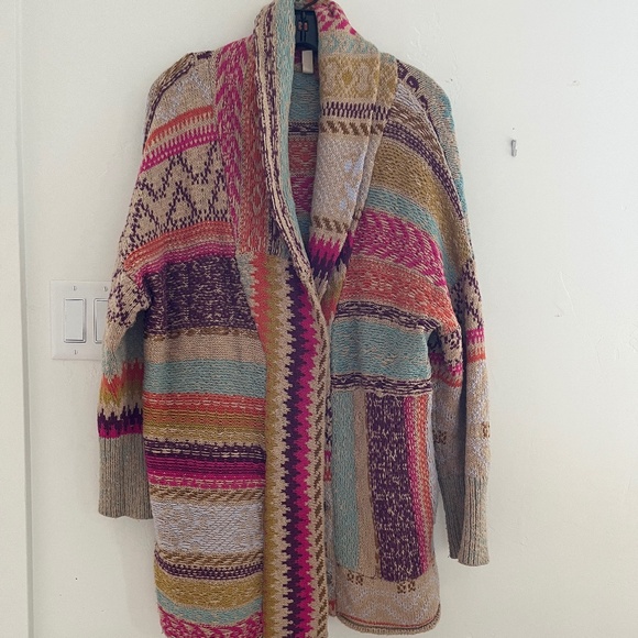 Pilcro shawl collar grandpa cardigan in multi color size xs/s - Picture 2 of 9